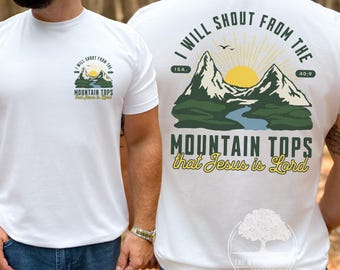 Jesus Is Lord T-Shirt: Mens Christian Hiking Tee, Mountain Design