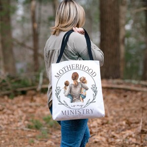 Mothers Day Gift for Christian Mom Motherhood Is My Ministry tote Gift For New mom Christian Tote Cute Christian Tote Scripture Tote Gift
