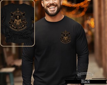 Armor of God Mens Christian Long Sleeve Put on the Full Armor of God Shirt for Men Vintage Christian Apparel Christian Back Graphic Tshirt