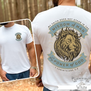 Trust In The Power Of God Mens Shirt Lion of Judah Christian T-shirt Mens Christian Graphic Tshirt Vintage Christian Apparel Mens Lion Tee
