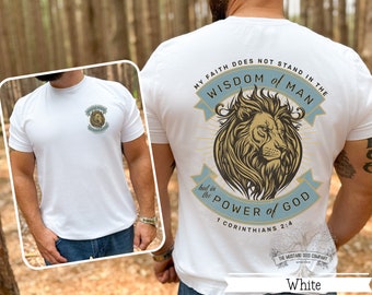 Trust In The Power Of God Mens Shirt Lion of Judah Christian T-shirt Mens Christian Graphic Tshirt Vintage Christian Apparel Mens Lion Tee