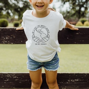 Childrens Christian Tshirt Hes got the whole world in his hands Sunday School Shirt for Kids Childrens Christian Church t-shirt Church tee