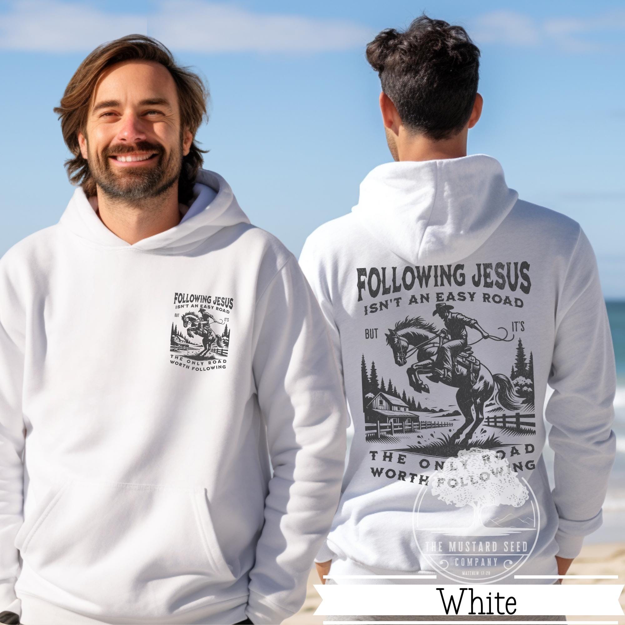 Follow Jesus Western Christian Mens Hoodie Vintage Christian Hoodie Mens Christian Apparel Mens Religious Sweater Gift Cowboy Gift for Him
