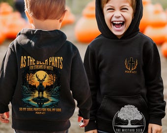 As A Deer Pants Christian Kids Hoodie Christian Hoodie Youth Christian Apparel Childrens Religious Sweater for Youth Boys Jesus Hoodie Gift