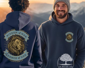 Trust In The Power Of God Mens Hoodie Lion of Judah Christian Sweater Mens Christian Graphic Tshirt Vintage Christian Apparel Mens Lion Tee