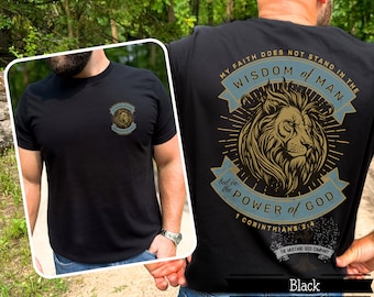 Trust In The Power Of God Mens Shirt Lion of Judah Christian T-shirt Mens Christian Graphic Tshirt Vintage Christian Apparel Mens Lion Tee