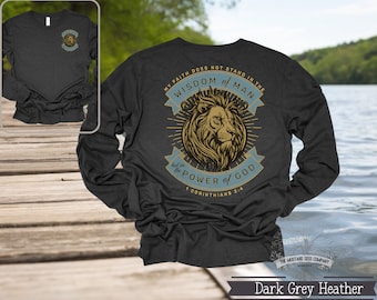 Trust In The Power Of God Mens Shirt Lion of Judah Christian T-shirt Mens Christian Graphic Tshirt Vintage Christian Apparel Mens Lion Tee
