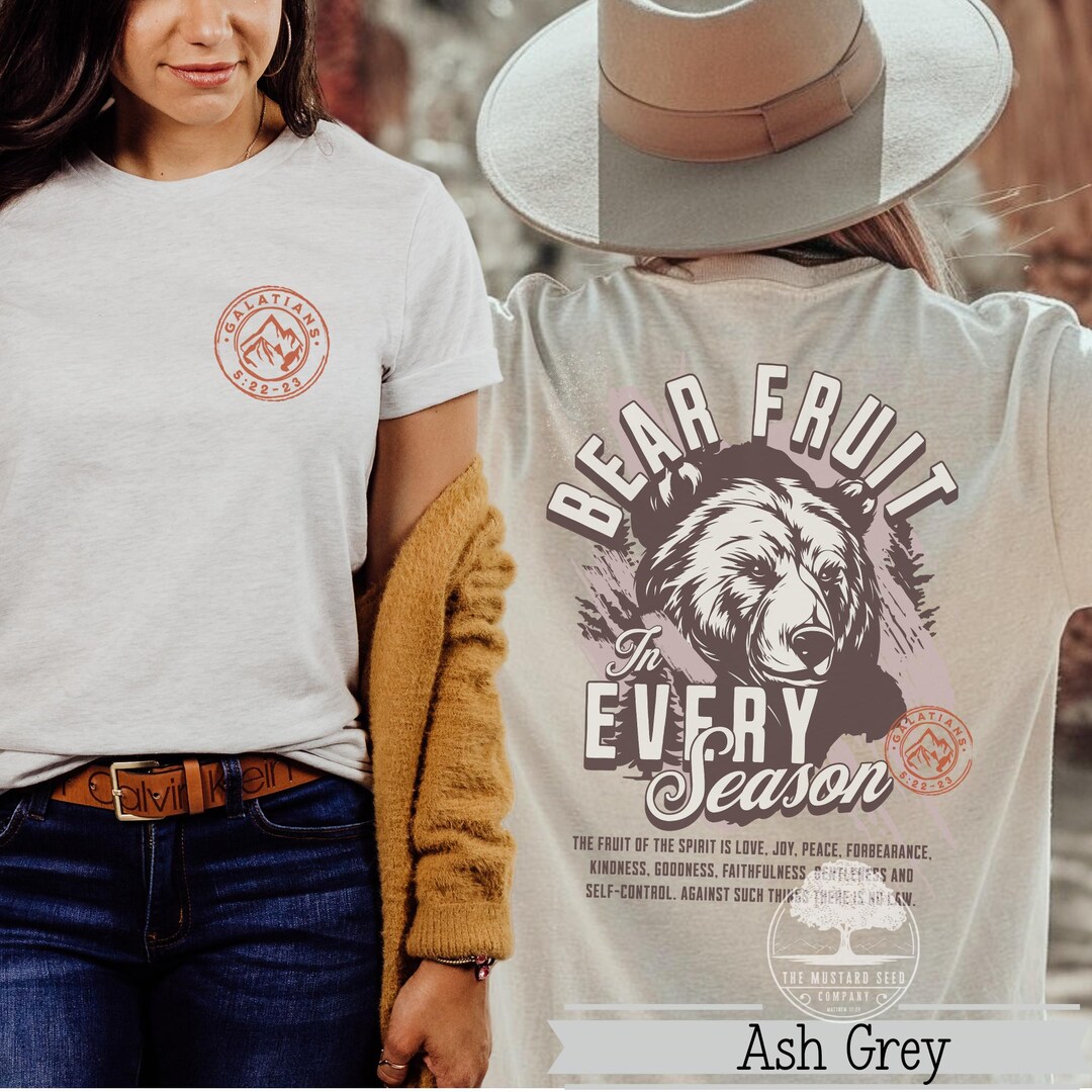 Bear Fruit in Every Season Christian T-shirt for Women Cute Bear Faith ...