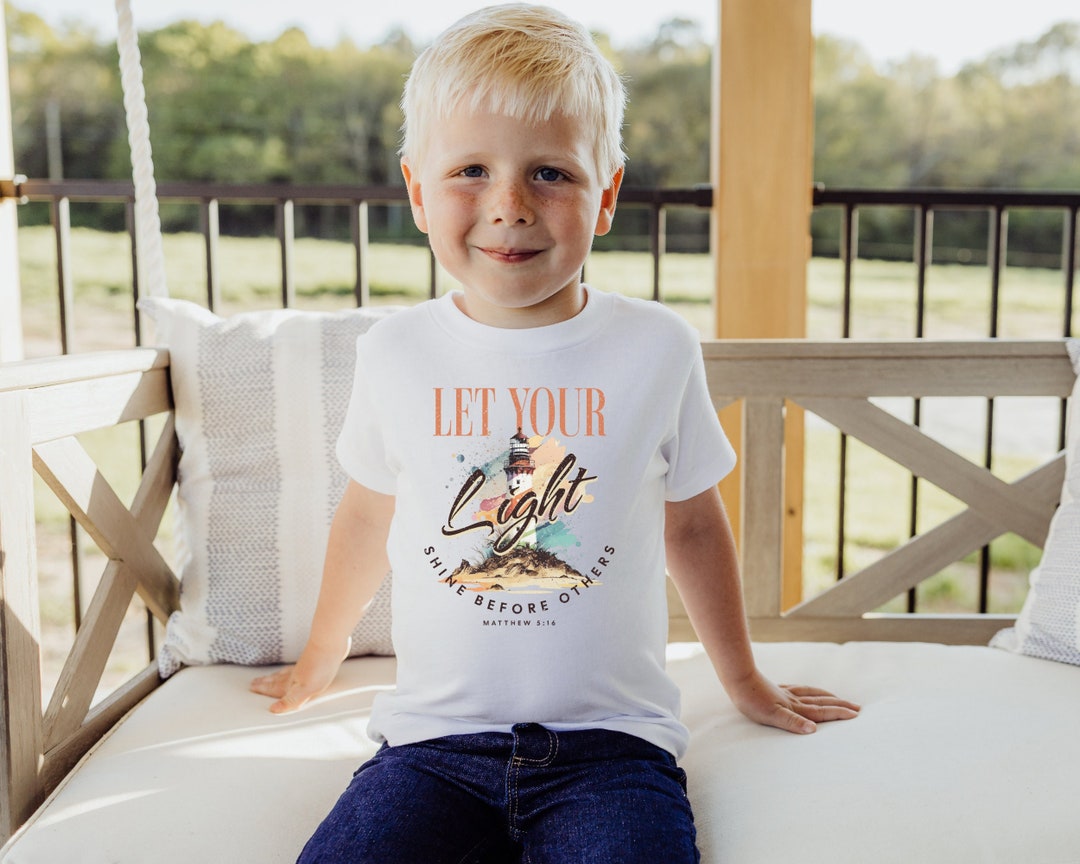 Let Your Light Shine Christian T-shirt for Kids Trendy Vintage Retro ...