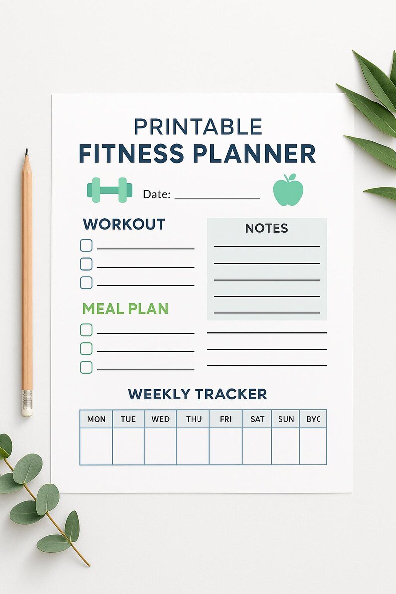 Printable Fitness Planner PDF | Workout & Weight Loss Tracker | Gym ...