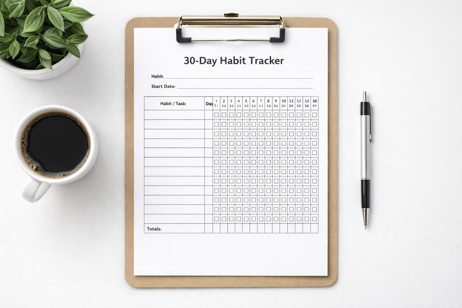 30-day Habit Tracker Printable | Minimalist Daily Planner (PDF Download ...