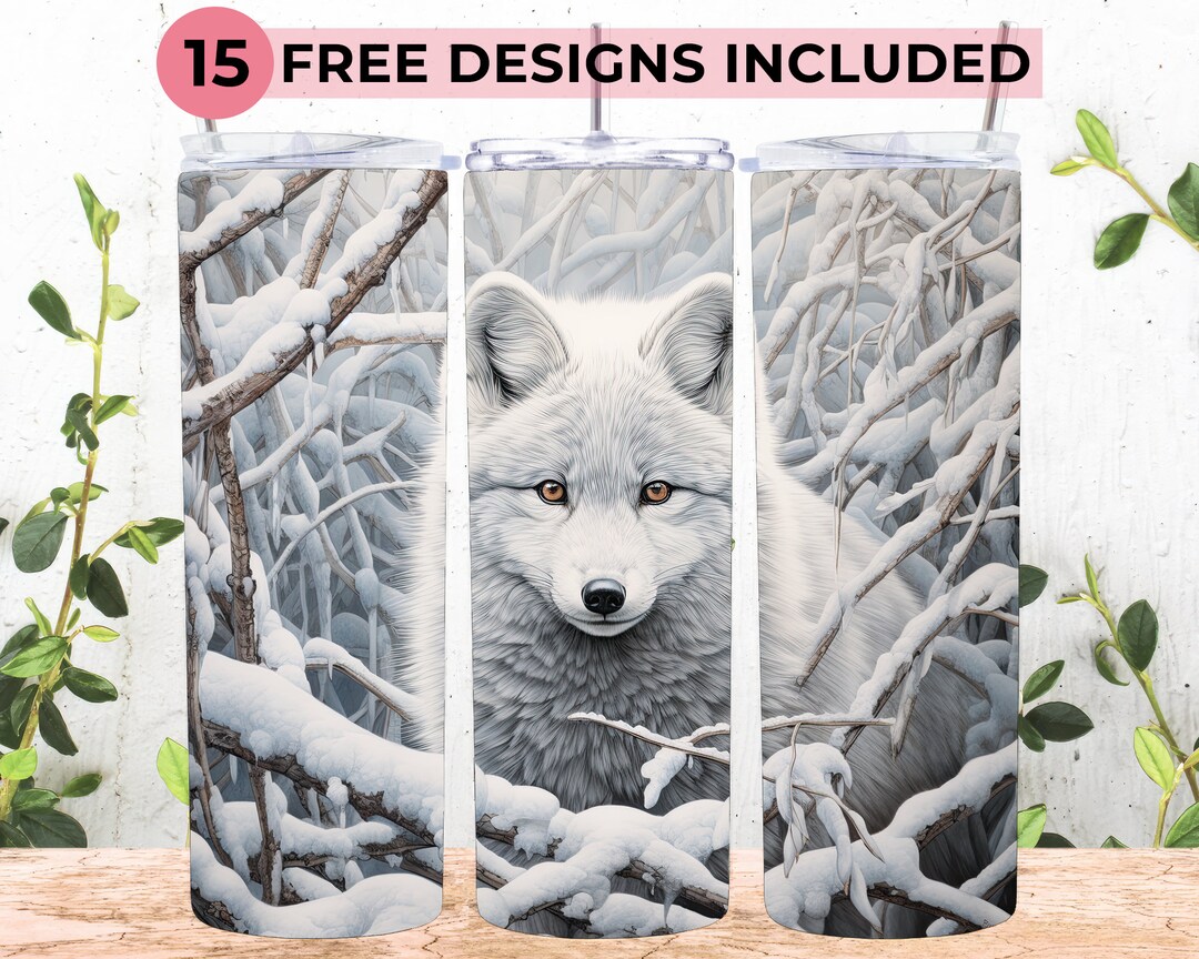 3D Arctic Fox Snow Winter 20 Oz Skinny Tumbler Sublimation Design ...