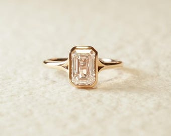 Octagon Cut Zircon Ring – 925 Sterling Silver Solitaire Band – Minimalist Bridal Ring – Dainty Engagement Jewelry – Gift for Her USA