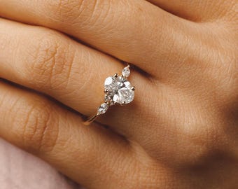 5 Stone Oval Engagement Ring, Five Stone Natural Zircon Ring For Women, Zircon Promise Ring For Her, 925 Sterling Silver Anniversary Ring