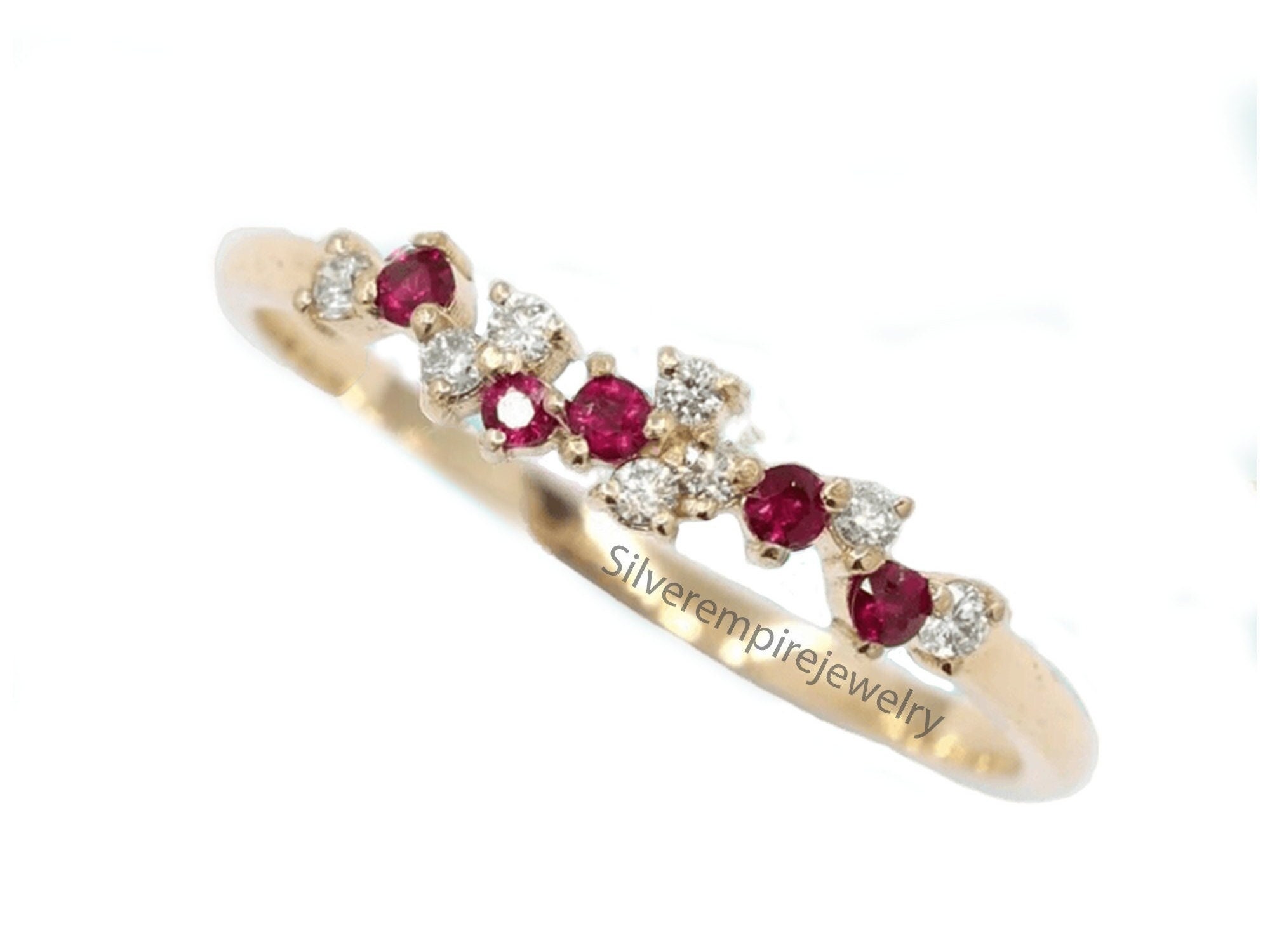 Ruby Band Ring - Moissanite Band - Custom Gemstone Ring - Minimalist Ruby Ring- July Birthstone - Ruby Wedding Band For Women - Propose Ring