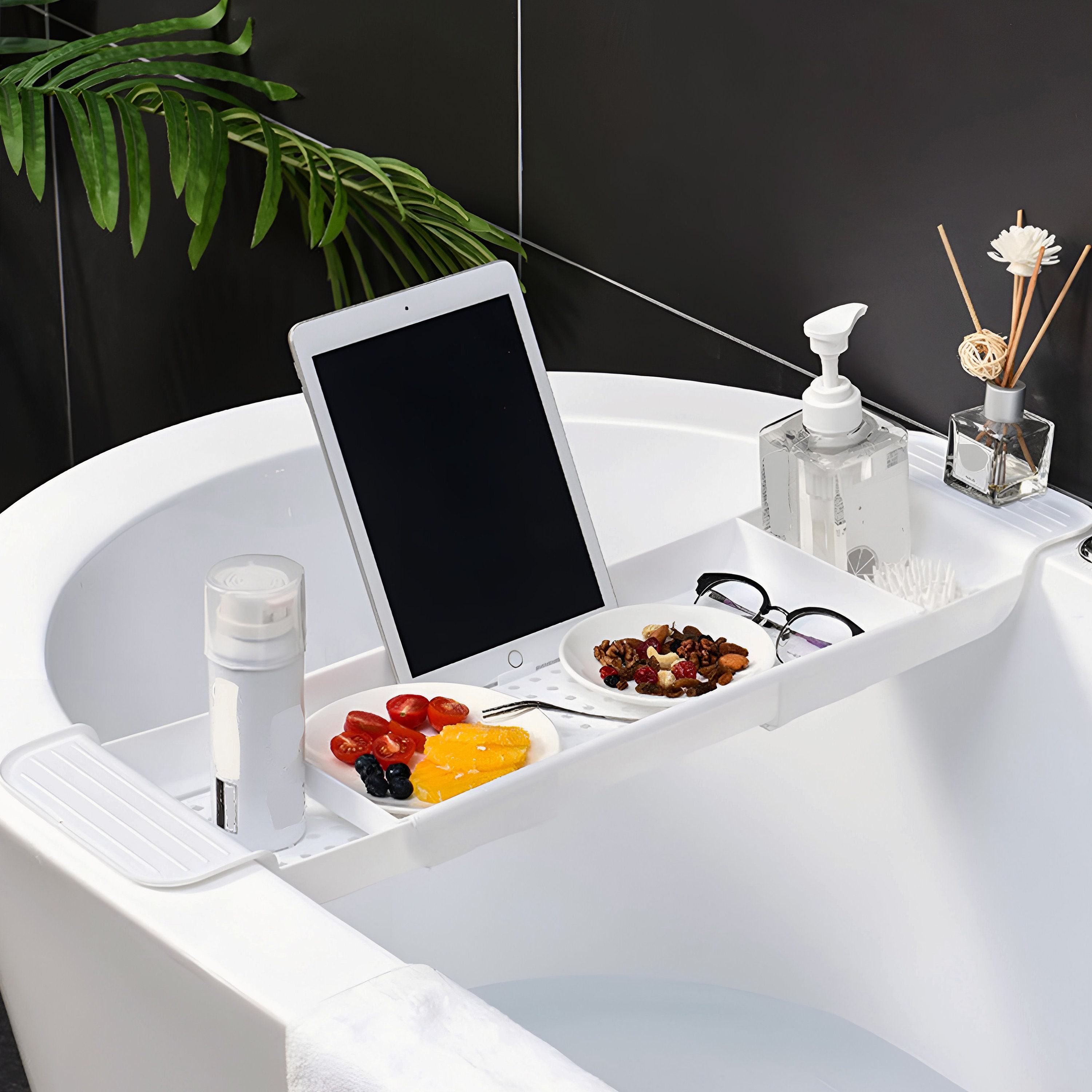 Hanobe Bathtub Tray Bath Caddy: Wood Tub Trays Table Extra Large Rustic