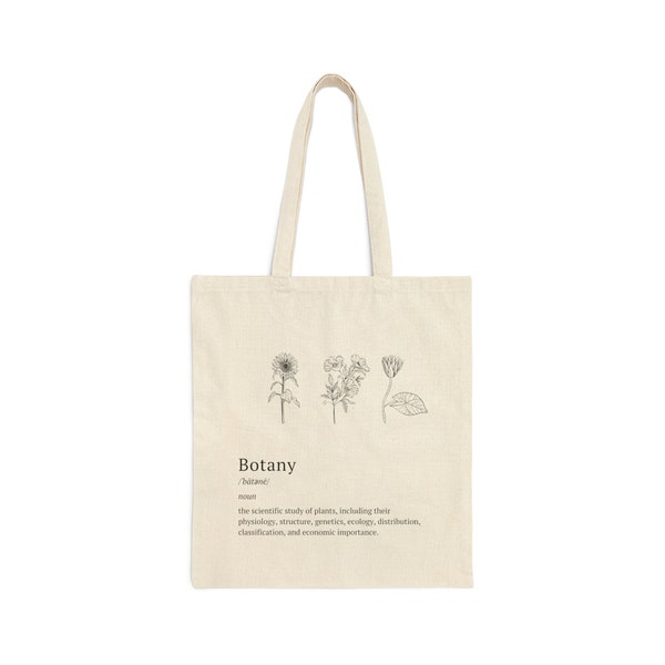 Botany Canvas Tote Bag | Wildflower Canvas Bag | Botanist Bag | Science And Plant Enthusiast Gift