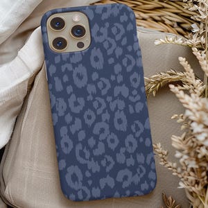 Blue Leopard Print Phone Case, Leopard Phone Case, IPhone 13 14 15 16, Samsung Galaxy Phone Case, Phone Case Designs, Gift for Her