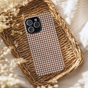 Brown Gingham Phone Case : iPhone 11 - 17, Samsung Galaxy