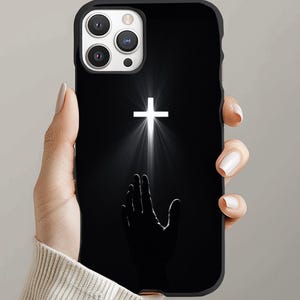 Cross Light Hand Reaching Phone Case, Christian Gift, Religious Gift, Cross Phone Case Designs, Jesus God Christian Phone Case