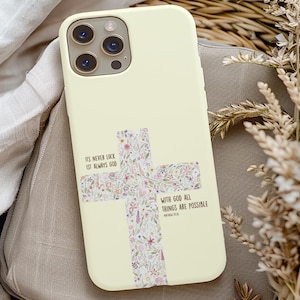 Cross Floral Yellow Phone Case, Christian Gift, Religious Gift, Inspirational Quote, Jesus God Christian Phone Case Designs