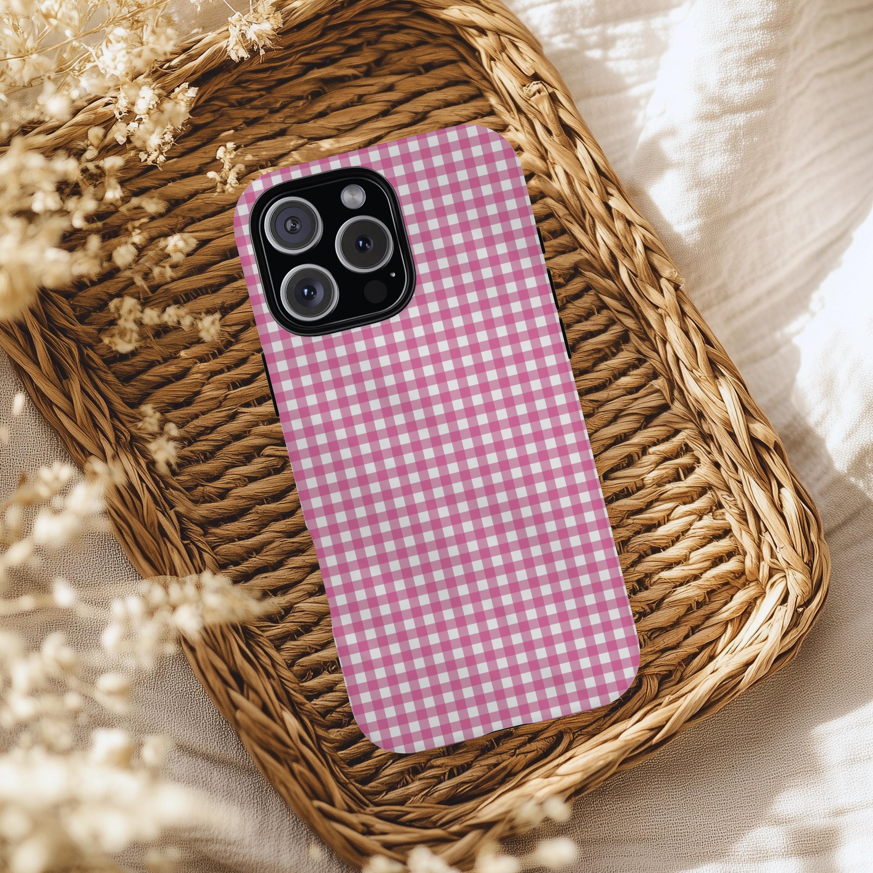 Pink Gingham Phone Case : iPhone 11 - 17, Samsung Galaxy - Etsy Pink Gingham Phone Case : iPhone 11 - 17, Samsung Galaxy - Etsy