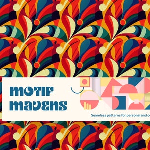 Midcentury Retro Abstract Colorful Seamless Repeating Pattern - Commercial & Personal Use - Instant Download - Digital Paper