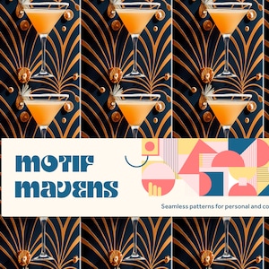 Prost auf die Ära des Art Deco! Cocktail Bogen nahtloses wiederholendes Muster - kommerzieller und persönlicher Gebrauch - Sofortiger Download - Digitales Papier