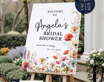 Wildflowers Bridal Shower Welcome Sign: Printed Foam Board or Poster