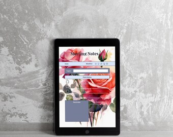 meeting planner-agenda 21x29,7cm- minimal modern floral roses-color-multicolor.pink-PDF file