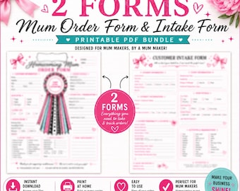 Homecoming Mum Order Form Printable PDF, Mum Maker Order Sheet, Homecoming Mum Business Forms, Client Intake Form Instant Download