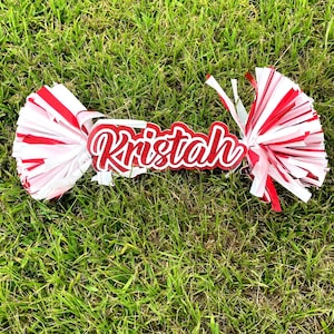 Personalized Cheer Sign: Custom Acrylic Cheer Stick with Pom Poms