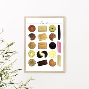 British Biscuits United Kingdom Cuisine Food | Kitchen Home Decor Wall Art Print | Original Marker Illustration | A4 8x10 Digital Download