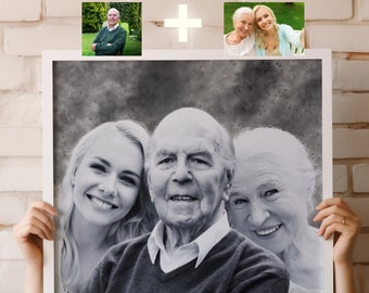 Fügen Sie dem Foto einen geliebten Menschen hinzu, Verlust von Vater-Mutter, Familienporträt von Fotos, Kombinieren von Fotos, Weihnachtsgeschenk, Erinnerungsgeschenk für Papa Mama, Geschenk