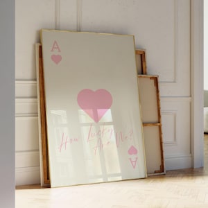 How Lucky Are We Poster, Trendy Ace of Hearts Wandkunst Druck, Retro Trendy Aesthetic Pink Spielkarte Poster, Inspiread Kunst, adrettes Dekor
