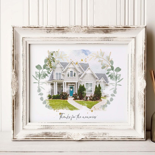 Watercolor House Painting Etsy