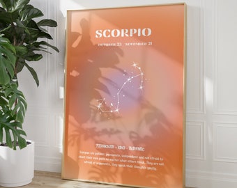 Scorpio Zodiac Aura Poster, Scorpio Aura Print, Digital Download Art, Printable Wall Decor, Gradient Poster, Modern Aura Wall Poster