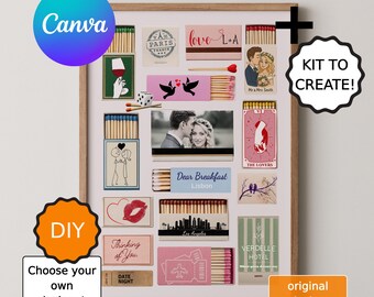 Blank Matchbook Template, Custom Photo Print, Printable Wall Art, Valentines Gift, DIY Matchbook Edit on Canva