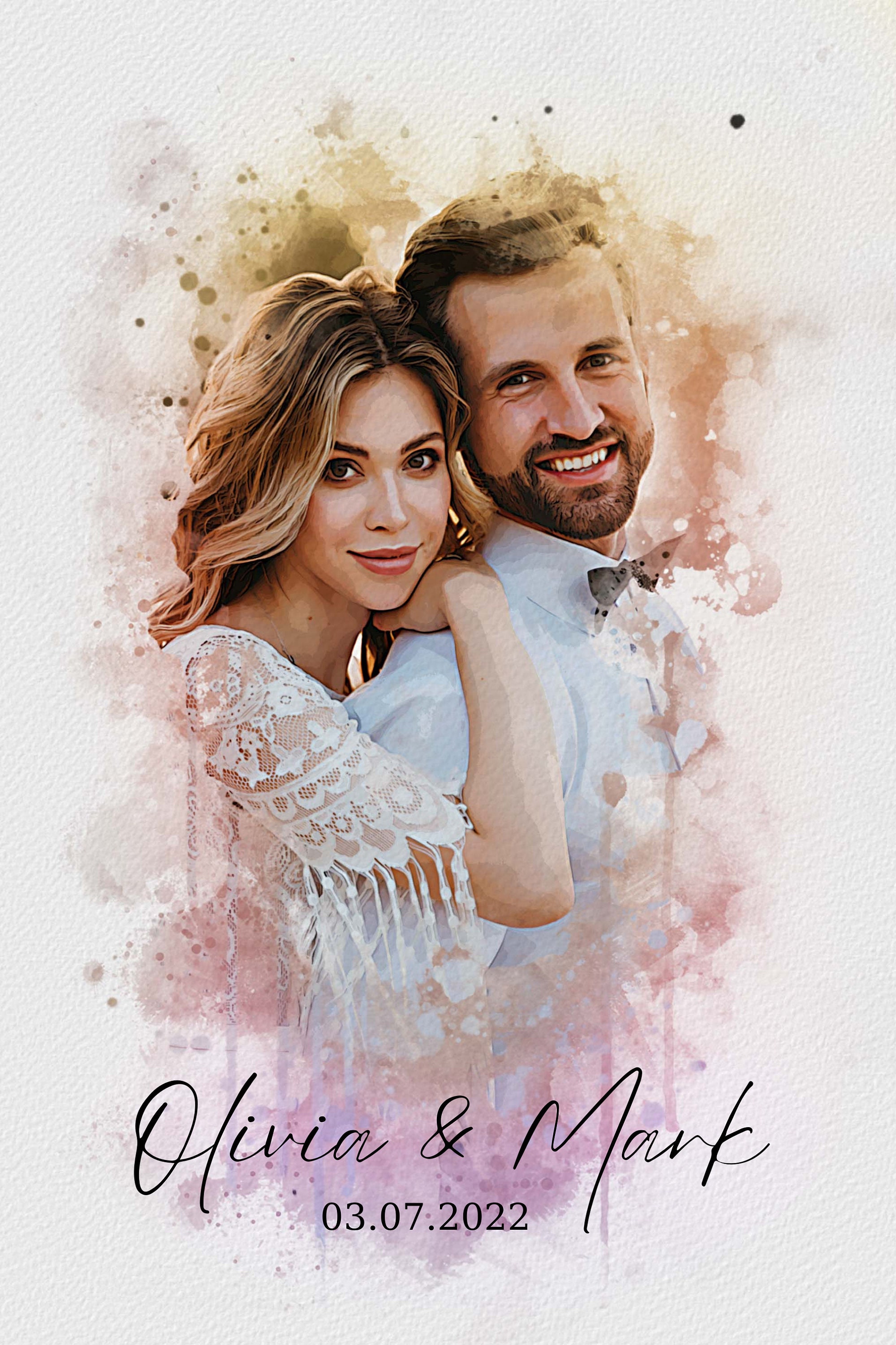 Watercolour Wedding Portrait, Painting From Photo, Wedding Illustration ...