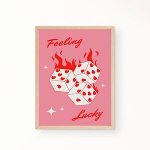 Feeling Lucky 777 Poster ,pink Red Trendy Dice Wall Poster,digital ...