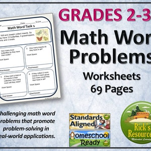 Multi-Step Word Problems Math Worksheets Grade 2 - Grade 3