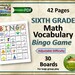 6th Grade Math Vocabulary Bingo Game - 30 Boards, Adjustable Difficulty ...