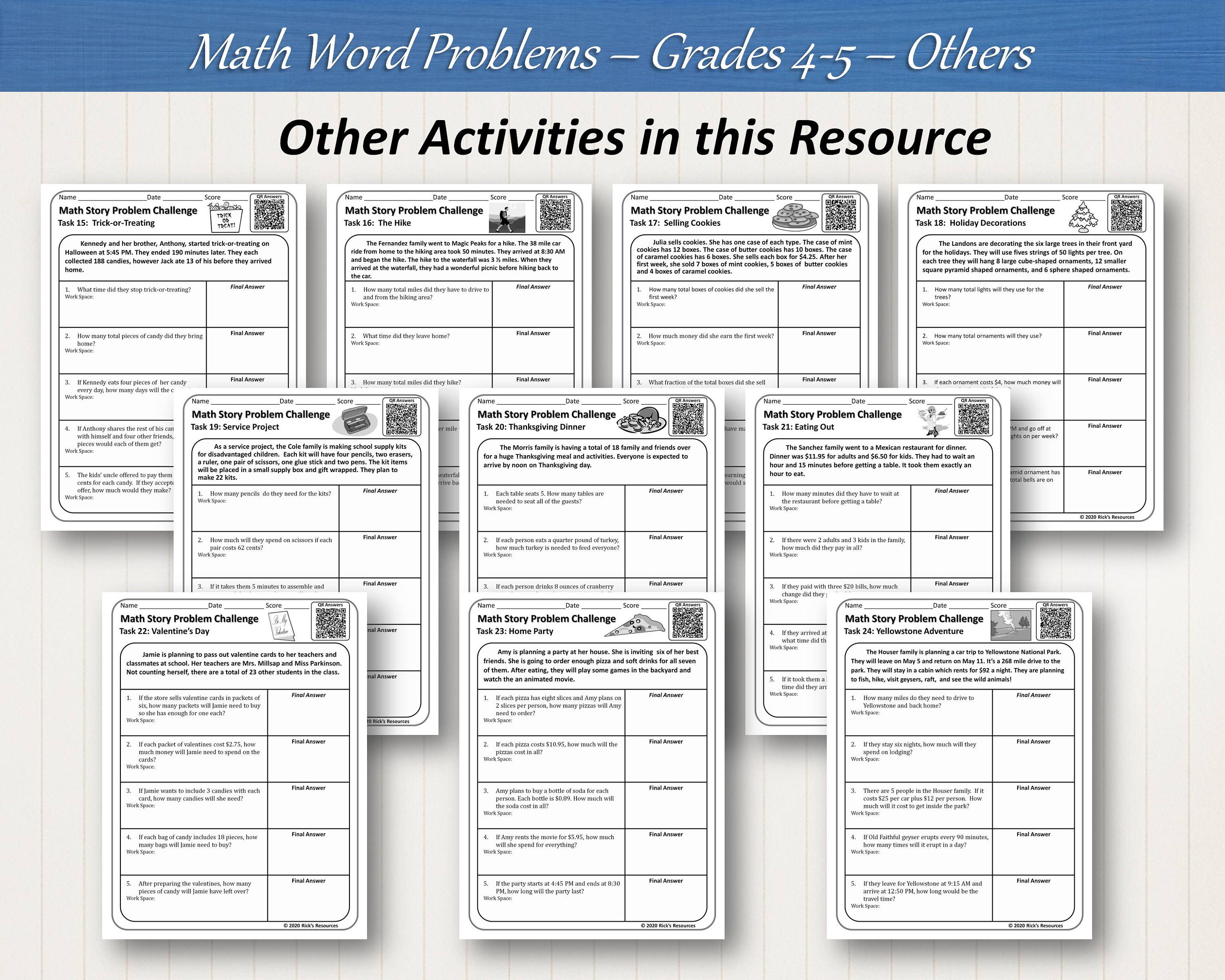 Multi-step Word Problems Math Worksheets Grade 4 - Grade 5 - Etsy