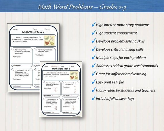 2nd Grade Math Word Problems Worksheets Pdf