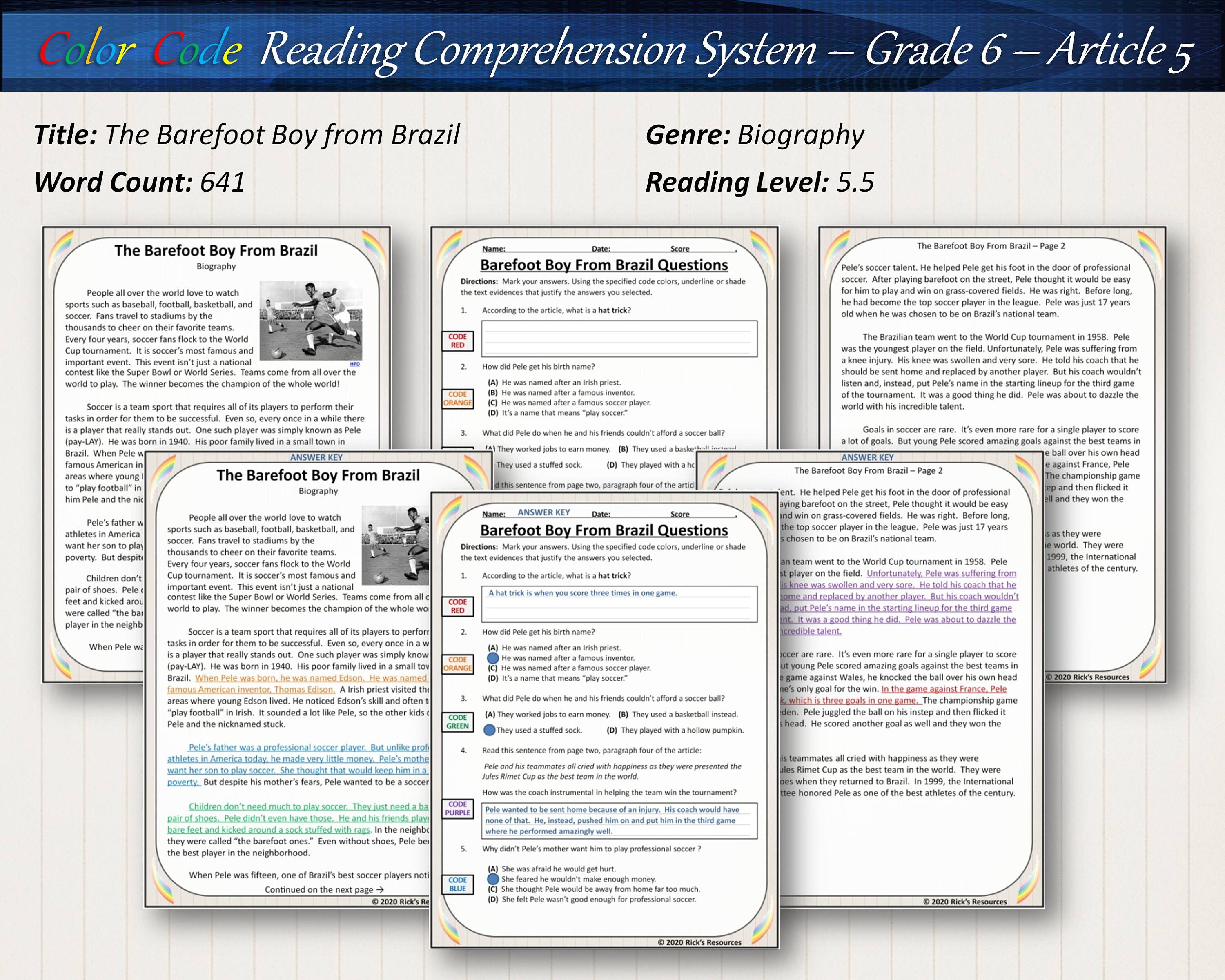 Reading Comprehension Coloring Text Evidence 6th Grade - Etsy