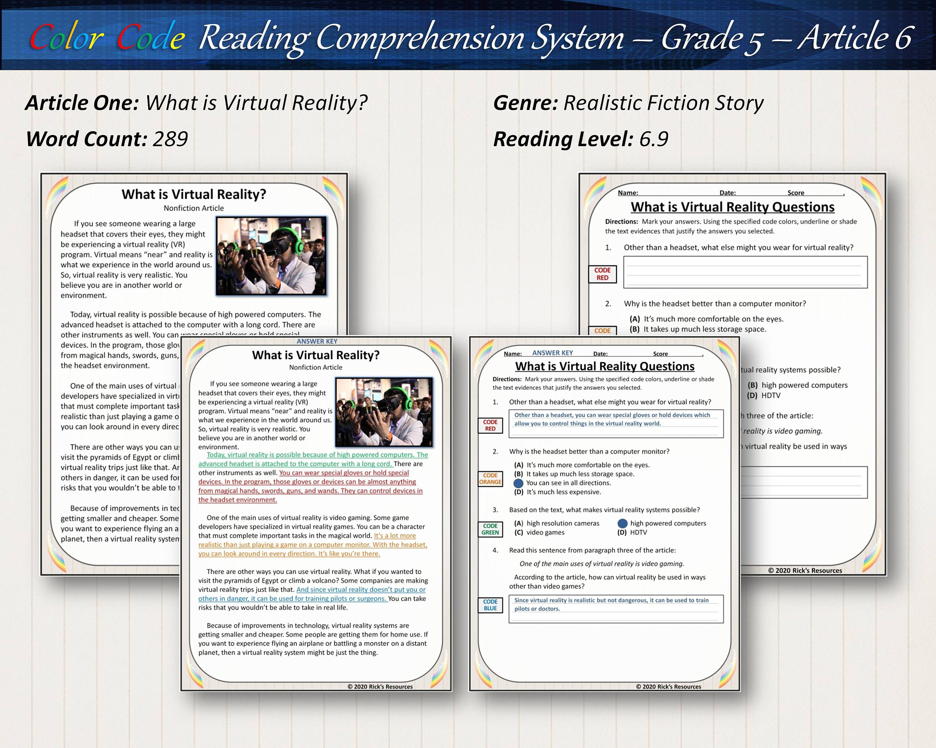 Reading Comprehension Coloring Text Evidence 5th Grade - Etsy