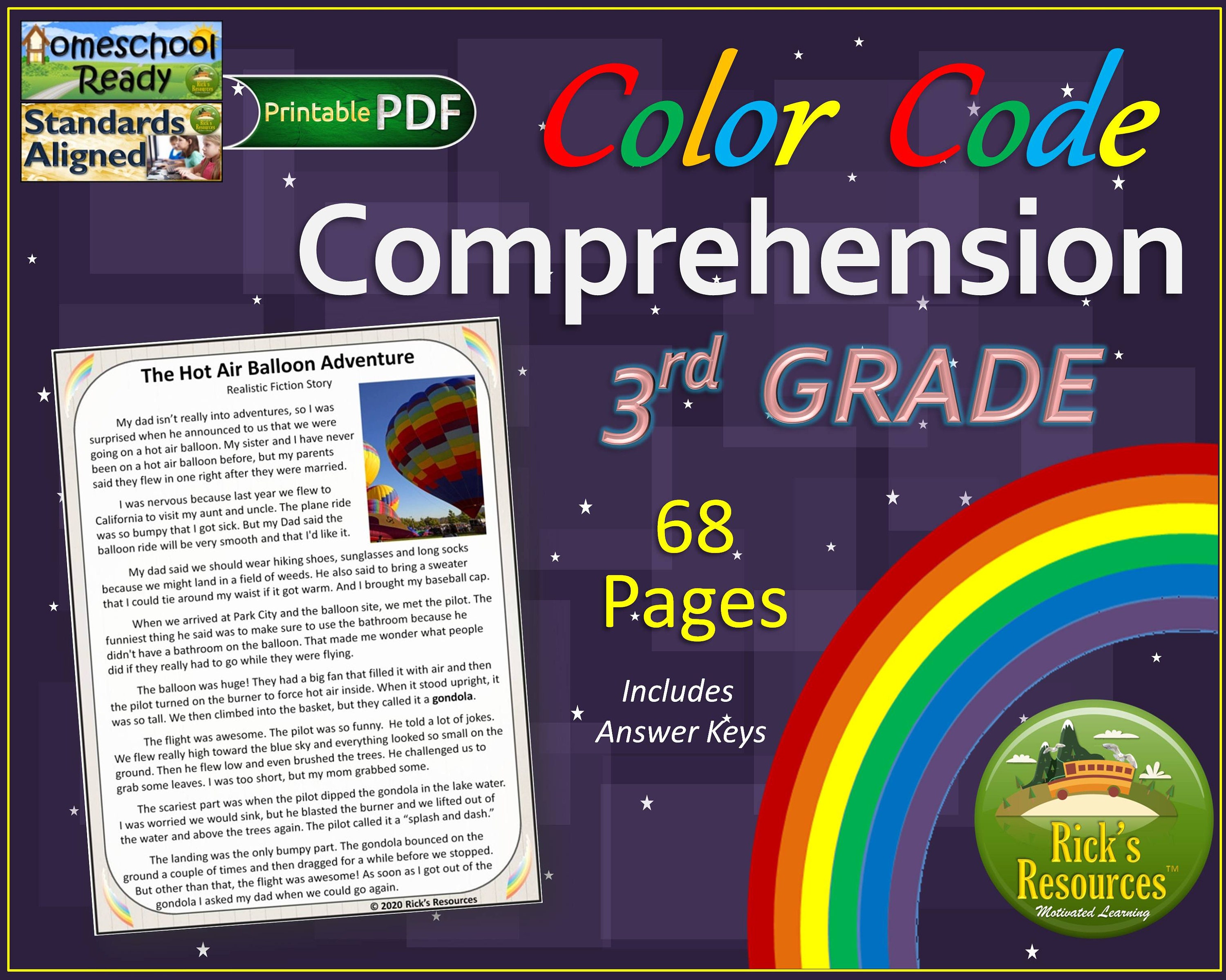 Reading Comprehension Coloring Text Evidence - 3rd Grade - Etsy