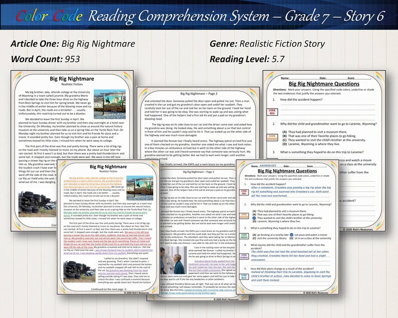 Reading Comprehension Coloring Text Evidence 7th Grade - Etsy