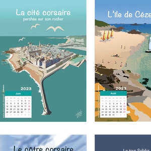 Saint-Malo - Wall calendar with 12 illustrations of the Emerald Coast: St-malo, Cancale, Dinard with the theme of the sea, boats