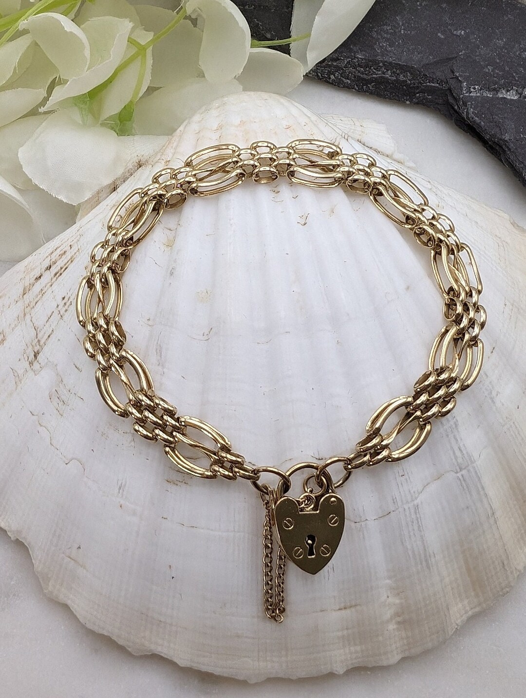 Vintage Hallmarked 9ct Gold Fancy Gate Bracelet 12.75g - Etsy